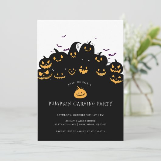 Jack O'Lantern Pompoen Carving Kaart (Staand voorkant)