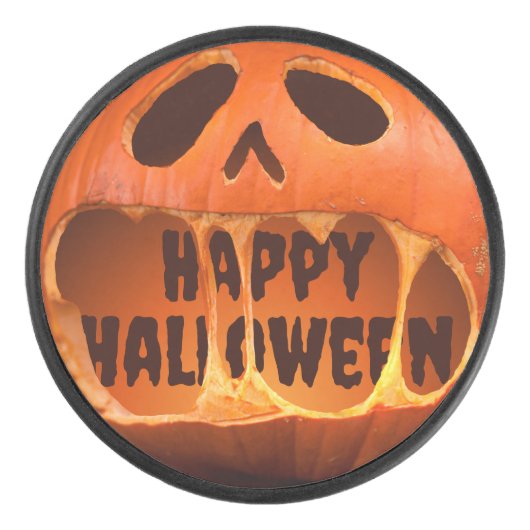 Jack o'lantern pompoen Halloween Hockey Puck (Voorkant)