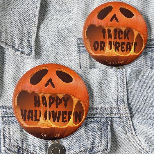 Jack o'lantern pompoen Happy Halloween Ronde Button 5,7 Cm
