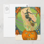 Jack O'Lantern pompoen heks vuur demon Briefkaart (Voorkant / Achterkant)