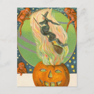 Jack O'Lantern pompoen heks vuur demon Briefkaart
