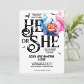 Jack O'Lantern Roze Blauw Halloween Geslacht onthu Kaart (Staand voorkant)