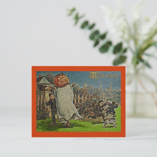  Jack o'Lantern Scarecrow en Boys Briefkaart (Staand voorkant)