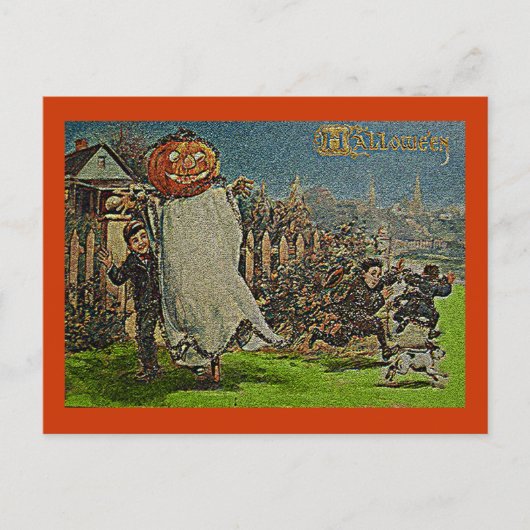  Jack o'Lantern Scarecrow en Boys Briefkaart (Voorkant)