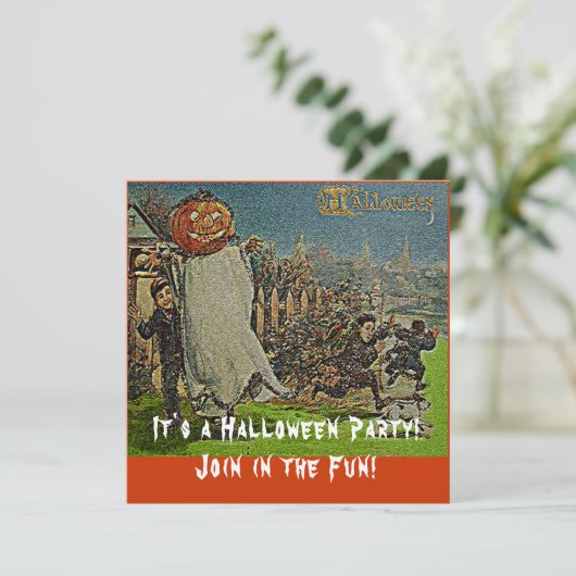 Jack o'Lantern Scarecrow en Boys Kaart (Staand voorkant)