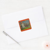 Jack o'Lantern Scarecrow en Boys Vierkante Sticker (Envelop)