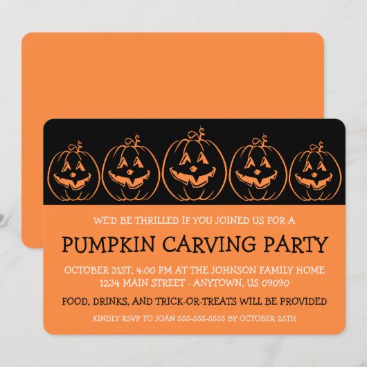Jack O'Lantern Silhouette Halloween Uitnodigingen (Voorkant / Achterkant)