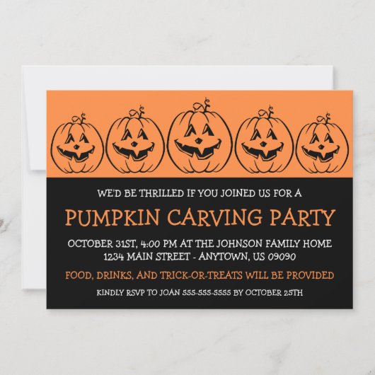 Jack O'Lantern Silhouette Halloween Uitnodigingen (Voorkant)
