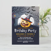 Jack O'Lantern Spooky Halloween Birthday Party Kaart (Staand voorkant)