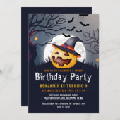 Jack O'Lantern Spooky Halloween Birthday Party Kaart (Voorkant / Achterkant)