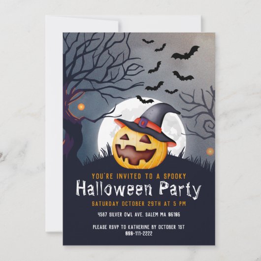 Jack O'Lantern Spooky Kinder Halloween Party Kaart (Voorkant)