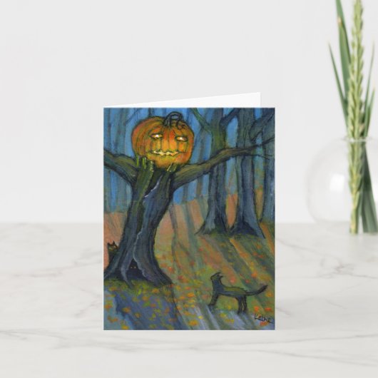 Jack OLantern Tree Scare Note Card Kaart (Voorkant)