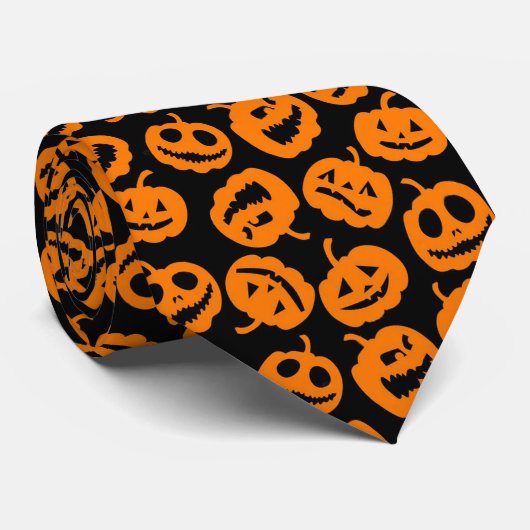 Jack O'Lantern | Trick Treat Halloween Pumpkin Stropdas (Opgerold)