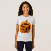 Jack O'Lantern Vampire Gezicht Halloween Meisjes T-shirt (Voorkant volledig)