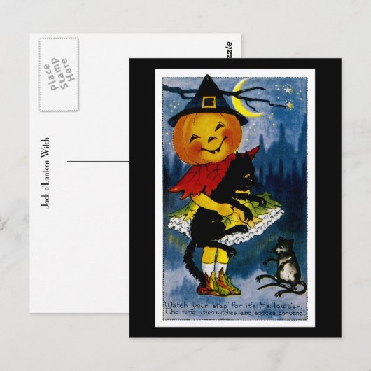 Jack o'Lantern Witch Briefkaart (Voorkant / Achterkant)