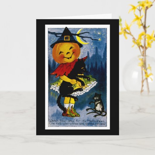 Jack o'Lantern Witch Kaart (Gele Bloem)