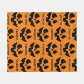 Jack O'Lantern Zwart Sinaasappel Gepersonaliseerde Fleece Deken (Voorkant (Horizontaal))