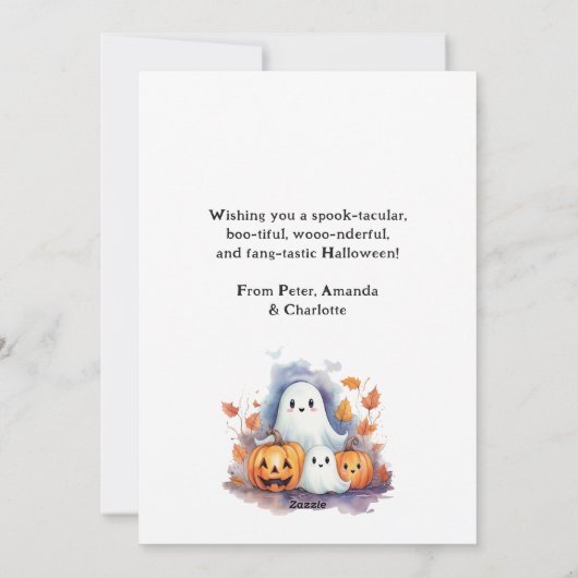 Jack O'Lanterns Bats Ghosts Halloween Kaart (Achterkant)