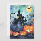Jack O'Lanterns Bats Haunted Mansion Halloween Feestdagenkaart (Voorkant)