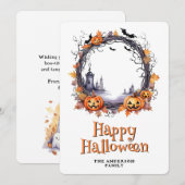 Jack O'Lanterns Geesten Vleermuizen Gelukkig Hallo Feestdagenkaart (Voorkant / Achterkant)