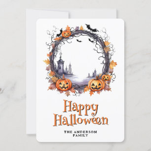 Jack O'Lanterns Geesten Vleermuizen Gelukkig Hallo Feestdagenkaart