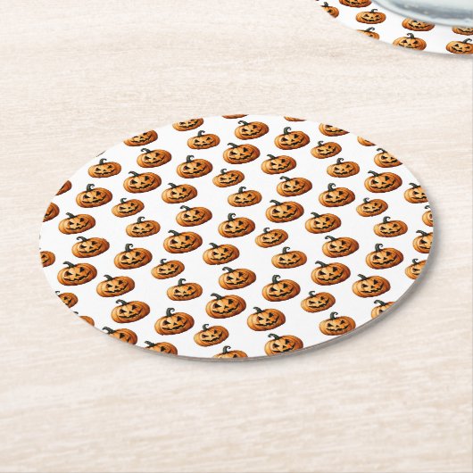 Jack O'Lanterns op Halloween Ronde Kartonnen Onderzetter (Gebogen)