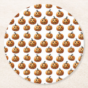Jack O'Lanterns op Halloween Ronde Kartonnen Onderzetter