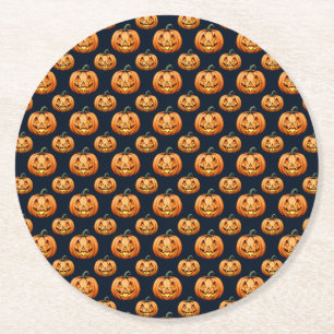 Jack O'Lanterns op Halloween Ronde Kartonnen Onderzetter