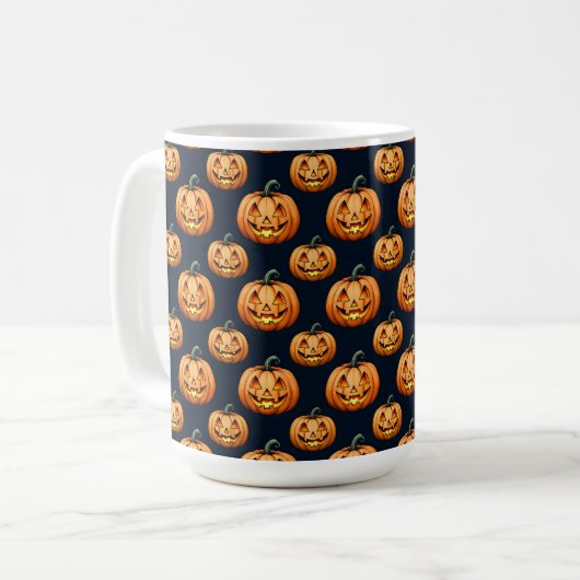Jack o'Lanterns op zwart Koffiemok (Voorkant links)
