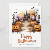 Jack O'Lanterns vleermuizen geesten Happy Hallowee Feestdagenkaart (Voorkant / Achterkant)