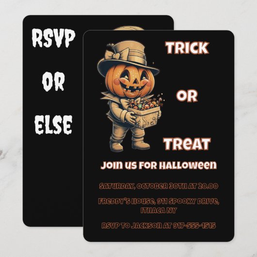 Jack op de lantaarn Halloween Party Kaart (Voorkant / Achterkant)