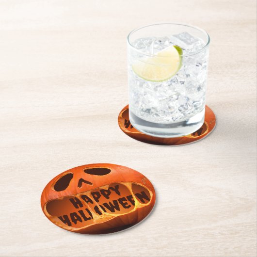 Jack op lantaarn pompoen Halloween feest Ronde Kartonnen Onderzetter (Insitu)