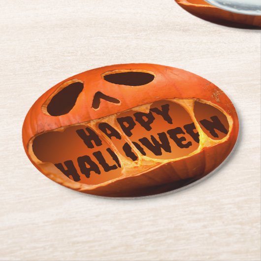 Jack op lantaarn pompoen Halloween feest Ronde Kartonnen Onderzetter (Gebogen)