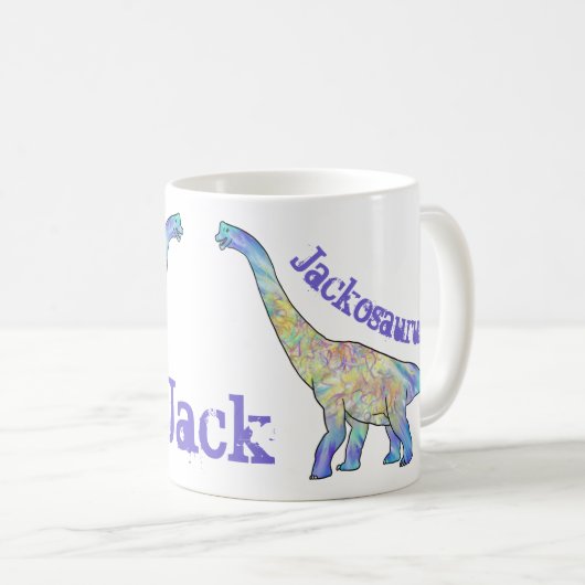 Jack osaurus Colorful Brachiosaurus Dinosaur Name Koffiemok (Voorkant rechts)