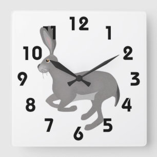 Jack Rabbit Wall Clock Vierkante Klok