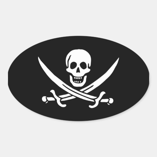 Jack Rackham; Jolly Roger Flag; Pirate Ovale Sticker (Voorkant)