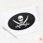 Jack Rackham; Jolly Roger Flag; Pirate Ovale Sticker (Envelop)