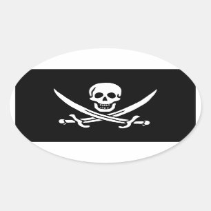 Jack Rackham; Jolly Roger Flag; Pirate Ovale Sticker