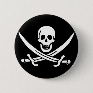 Jack Rackham; Jolly Roger Flag; Pirate Ronde Button 5,7 Cm