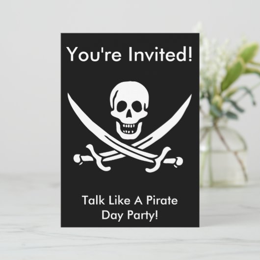 Jack Rackham Pirate Invite Kaart (Staand voorkant)