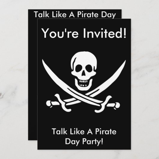 Jack Rackham Pirate Invite Kaart (Voorkant / Achterkant)