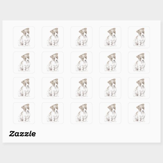 Jack Russel 3 Vierkante Sticker (Vel)