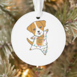 Jack Russel Christmas Dog Winter Animals Dogs Ornament<br><div class="desc">The Jack Russel dog at Christmas with fairy lights. Funny animals with gifts and snow for the folidays. Also funny for Christmas in July. Dogs are cute animals and are perfect for Christmas.</div>