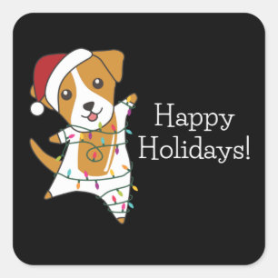 Jack Russel Christmas Dog Winter Animals Dogs Vierkante Sticker