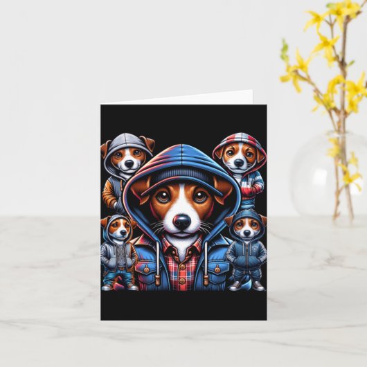 Jack Russel Gangster Honden  Kaart (Gele Bloem)