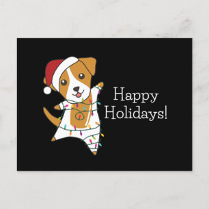 Jack Russel Kersthond Winter Animals Post Briefkaart