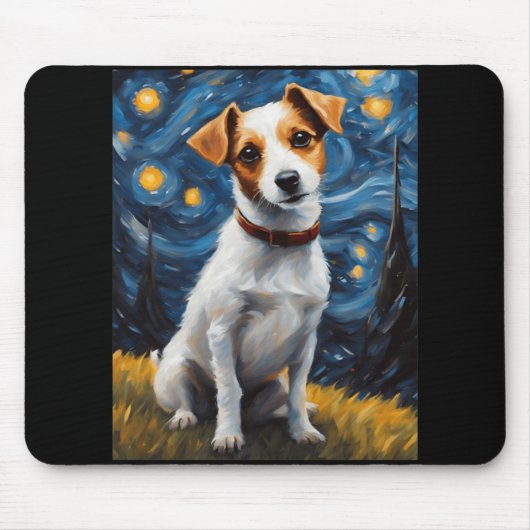 Jack Russel met Collar schilderij Print Muismat (Voorkant)