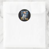 Jack Russel met Collar schilderij Print Ronde Sticker (Tas)