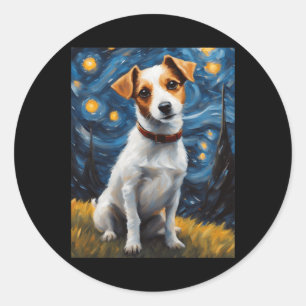 Jack Russel met Collar schilderij Print Ronde Sticker
