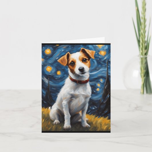 Jack Russel Met Halsband Schilderij Print  Kaart (Voorkant)